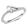 DA148 - High polished (no plating) Stainless Steel Ring with AAA Grade CZ in Clear