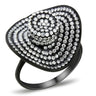 DA128 - IP Black(Ion Plating) Stainless Steel Ring with AAA Grade CZ in Clear