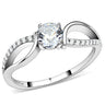 DA004 - High polished (no plating) Stainless Steel Ring with AAA Grade CZ in Clear