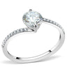 DA013 - High polished (no plating) Stainless Steel Ring with AAA Grade CZ in Clear