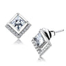 DA071 - High polished (no plating) Stainless Steel Earrings with AAA Grade CZ in Clear