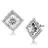 DA073 - High polished (no plating) Stainless Steel Earrings with AAA Grade CZ in Clear