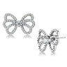 DA067 - High polished (no plating) Stainless Steel Earrings with AAA Grade CZ in Clear
