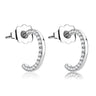 DA079 - High polished (no plating) Stainless Steel Earrings with AAA Grade CZ in Clear
