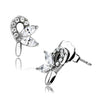 DA087 - High polished (no plating) Stainless Steel Earrings with AAA Grade CZ in Clear