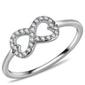 DA125 - High polished (no plating) Stainless Steel Ring with AAA Grade CZ in Clear