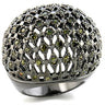 9W157 - Ruthenium Brass Ring with AAA Grade CZ in Olivine color