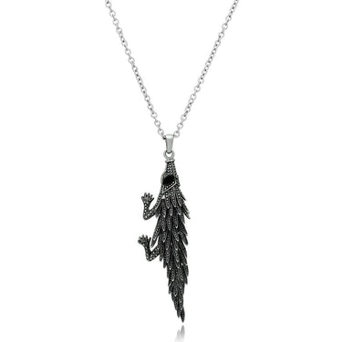 TK1124 - High polished (no plating) Stainless Steel Pendant with Top Grade Crystal in Jet