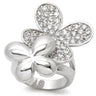 0W147 - Rhodium Brass Ring with AAA Grade CZ in Clear