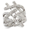 0W061 - Rhodium Brass Ring with AAA Grade CZ in Clear