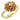 LO505 - Gold White Metal Ring with Top Grade Crystal in Light Smoked