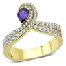 DA304 - IP Gold(Ion Plating) Stainless Steel Ring with AAA Grade CZ in Tanzanite