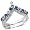 DA305 - No Plating Stainless Steel Ring with Top Grade Crystal in Multi Color