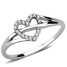 DA259 - High polished (no plating) Stainless Steel Ring with AAA Grade CZ in Clear