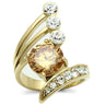 GL300 - IP Gold(Ion Plating) Brass Ring with AAA Grade CZ in Champagne