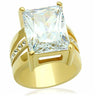 GL089 - IP Gold(Ion Plating) Brass Ring with AAA Grade CZ in Clear