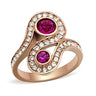 GL153 - IP Rose Gold(Ion Plating) Brass Ring with Top Grade Crystal in Fuchsia