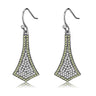 DA174 - High polished (no plating) Stainless Steel Earrings with AAA Grade CZ in Topaz