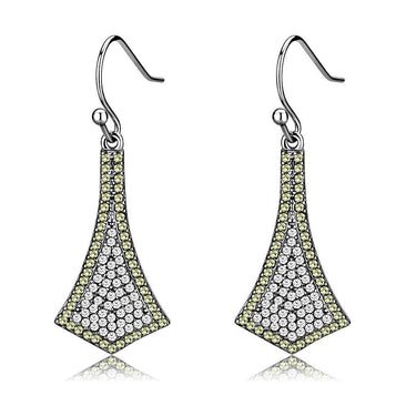 DA174 - High polished (no plating) Stainless Steel Earrings with AAA Grade CZ in Topaz