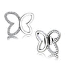 DA209 - High polished (no plating) Stainless Steel Earrings with AAA Grade CZ in Clear