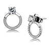 DA208 - High polished (no plating) Stainless Steel Earrings with AAA Grade CZ in Clear