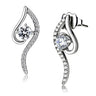 DA177 - High polished (no plating) Stainless Steel Earrings with AAA Grade CZ in Clear