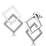 DA201 - High polished (no plating) Stainless Steel Earrings with AAA Grade CZ in Clear