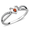 DA235 - High polished (no plating) Stainless Steel Ring with AAA Grade CZ in Orange
