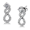 DA203 - High polished (no plating) Stainless Steel Earrings with AAA Grade CZ in Clear