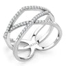 DA381 - High polished (no plating) Stainless Steel Ring with AAA Grade CZ in Clear