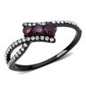 DA324 - IP Black(Ion Plating) Stainless Steel Ring with AAA Grade CZ in Fuchsia