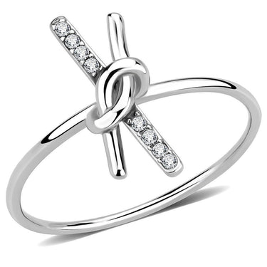 DA313 - No Plating Stainless Steel Ring with AAA Grade CZ in Clear