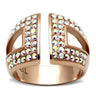 GL222 - IP Rose Gold(Ion Plating) Brass Ring with Top Grade Crystal in Aurora Borealis (Rainbow Effect)