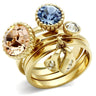 GL276 - IP Gold(Ion Plating) Brass Ring with Top Grade Crystal in Multi Color