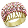 LO4108 - IP Gold(Ion Plating) Brass Ring with Top Grade Crystal in Rose