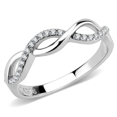 DA243 - High polished (no plating) Stainless Steel Ring with AAA Grade CZ in Clear
