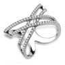 DA255 - High polished (no plating) Stainless Steel Ring with AAA Grade CZ in Clear