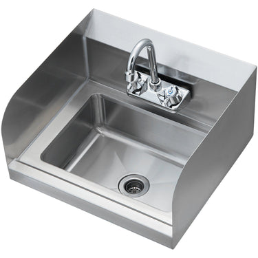 Commercial Hand Sink with Faucet and Side Splash, NSF Stainless Steel Sink for Washing, Small Hand Washing Sink, Wall Mount Hand Basin for Restaurant, Kitchen, Bar, Garage and Home, 17x12.8 inch