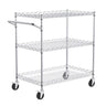 3-Tier Utility Cart Rolling Cart on Wheels 30"x18"x32.4" 661 LBS 6 Hooks