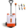 Battery Powered Backpack Sprayer with Cart, 0-94 PSI Adjustable Pressure, 4 Gallon Tank on Wheels, with 8 Nozzles and 2 Wands, 12V 7.2Ah Battery, Wide Mouth Lid for Weeding, Spraying, Cleaning