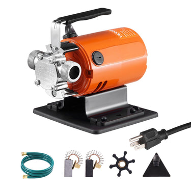 Water Transfer Pump, 120V AC 360 GPH 1/10 HP, Portable Electric Utility Pump with 6 ft Suction Hose Kit, Carbon Brushes, Impeller, Suction Strainer, for Garden, Rain Barrel, Pool, Pond, Aquarium