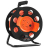 Extension Cord Reel, 100FT, with 4 Outlets and Dust Cover, Heavy Duty 14AWG SJTOW Power Cord, Manual Cord Reel with Portable Handle Circuit Breaker, for Toolshed Garage, Tested to UL Standards
