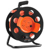 Extension Cord Reel, 100FT, with 4 Outlets and Dust Cover, Heavy Duty 12AWG SJTOW Power Cord, Manual Cord Reel with Portable Handle Circuit Breaker, for Toolshed Garage, Tested to UL Standards