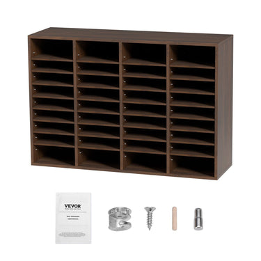 Literature Organizers, 36 Compartments Office Mailbox with Adjustable Shelves, Wood Literature Sorter 39.3x12x26.8 inches for Office, Home, Classroom, Mailrooms Organization, EPA Certified Brown