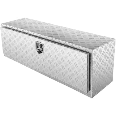 Underbody Truck Box, 48"×17"×18" Pickup Storage Box, Heavy Duty Aluminum Diamond Plate Tool Box with Lock and Keys, Waterproof Trailer Storage Box with T-Handle Latch for Truck, Van, Trailer