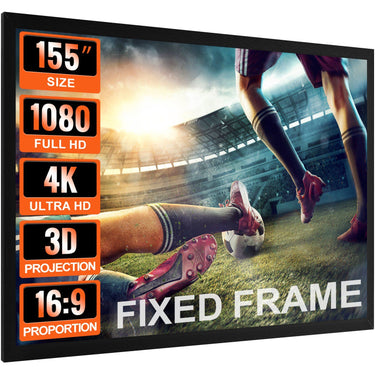 Projector Screen Fixed Frame 155inch Projector Screen 16:9 4K HD Movie Screen Wall Mounted for Movie Theater Home