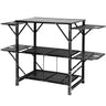 Camping Kitchen Table, One-piece Folding Portable Cook Station with A Carrying Bag, Aluminum Camping Table 4 Iron Side Tables & 2 Shelves, Ideal for Outdoor Picnics, BBQs, Camping, RV Traveling