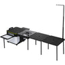 Outdoor Mobile Kitchen, Portable Multifunctional Camp Box with Wheels All in One Integrated Cooking Station with Windproof Stove, Folding Tables Storage Organizer, Black