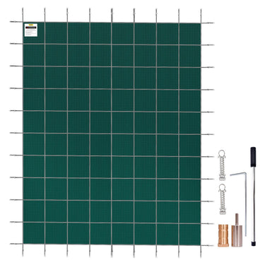 Pool Safety Cover Fits 20 x 38 ft Rectangle Inground Safety Pool Cover Green Mesh Solid Pool Safety Cover for Swimming Pool Winter Safety Cover