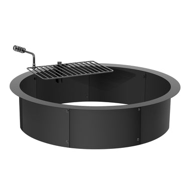 Fire Pit Ring w/ BBQ Fire Ring 35 Inch Outer Steel DIY Campfire Firepit